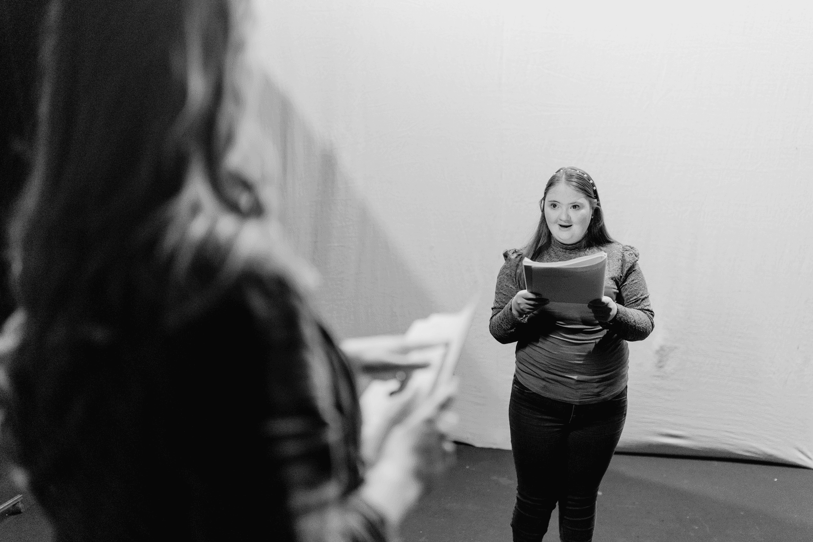 Young participant during a mock audition session